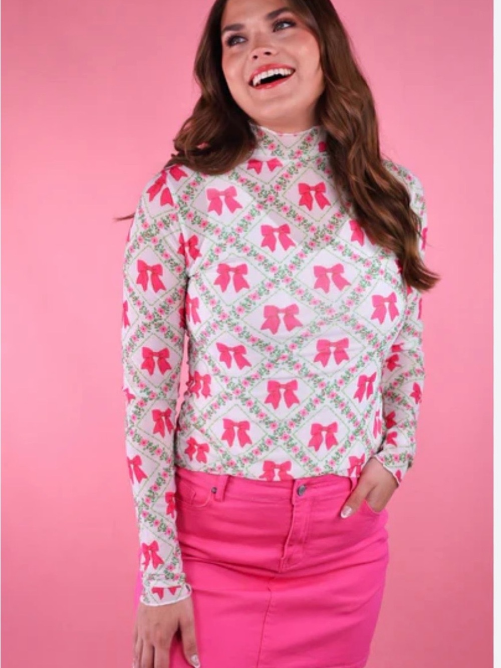Jess Lea Pink bows Mesh top 2XL fits size 18